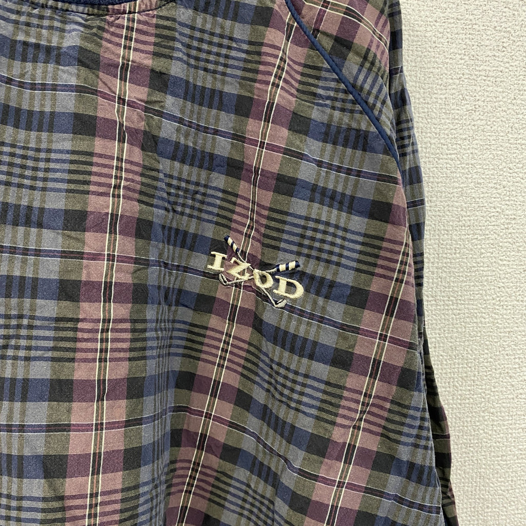 ～90s　IZOD　アイゾッド　プルオーバージャケット　ヴィンテージ　刺繍ロゴ　チェック柄　マルチカラー　　古着