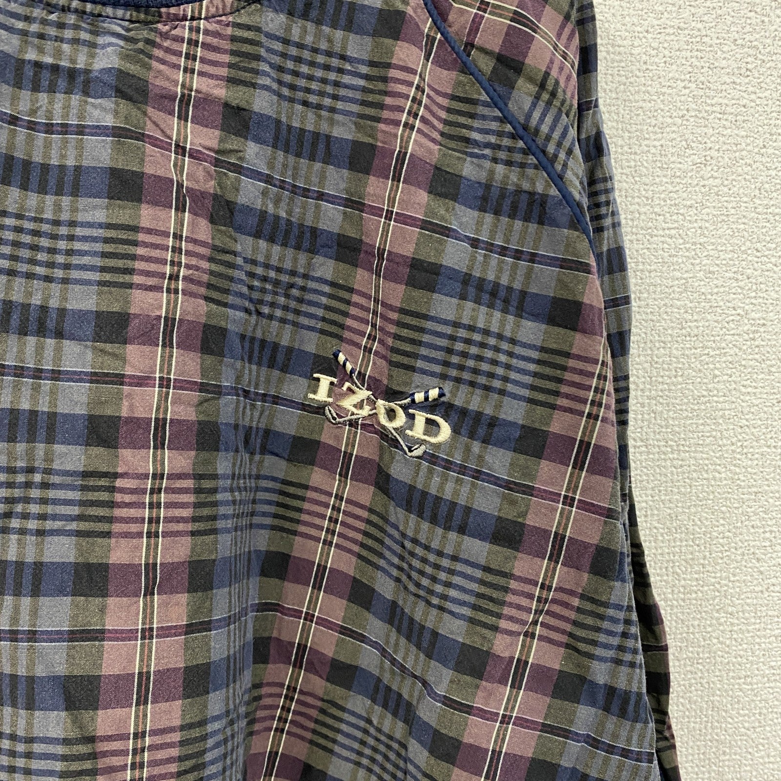 ～90s　IZOD　アイゾッド　プルオーバージャケット　ヴィンテージ　刺繍ロゴ　チェック柄　マルチカラー　　古着
