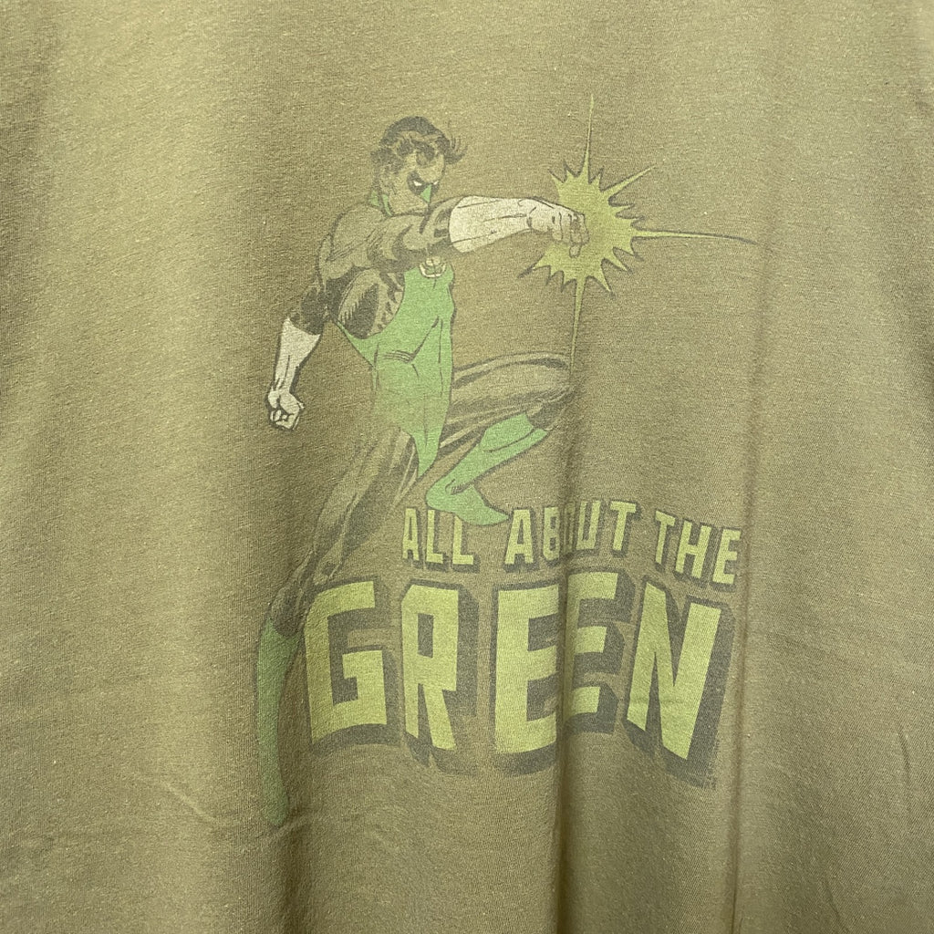 BayIsland　グリーンランタン　DCコミックス　半袖プリントアニメTシャツ　キャラクター　クルーネック　カーキ　XLサイズ　古着
