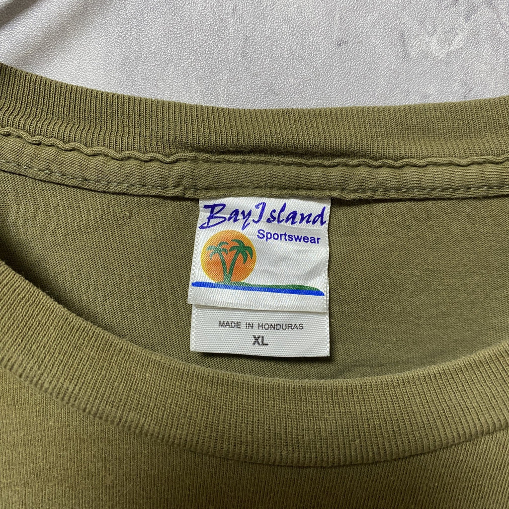 BayIsland　グリーンランタン　DCコミックス　半袖プリントアニメTシャツ　キャラクター　クルーネック　カーキ　XLサイズ　古着