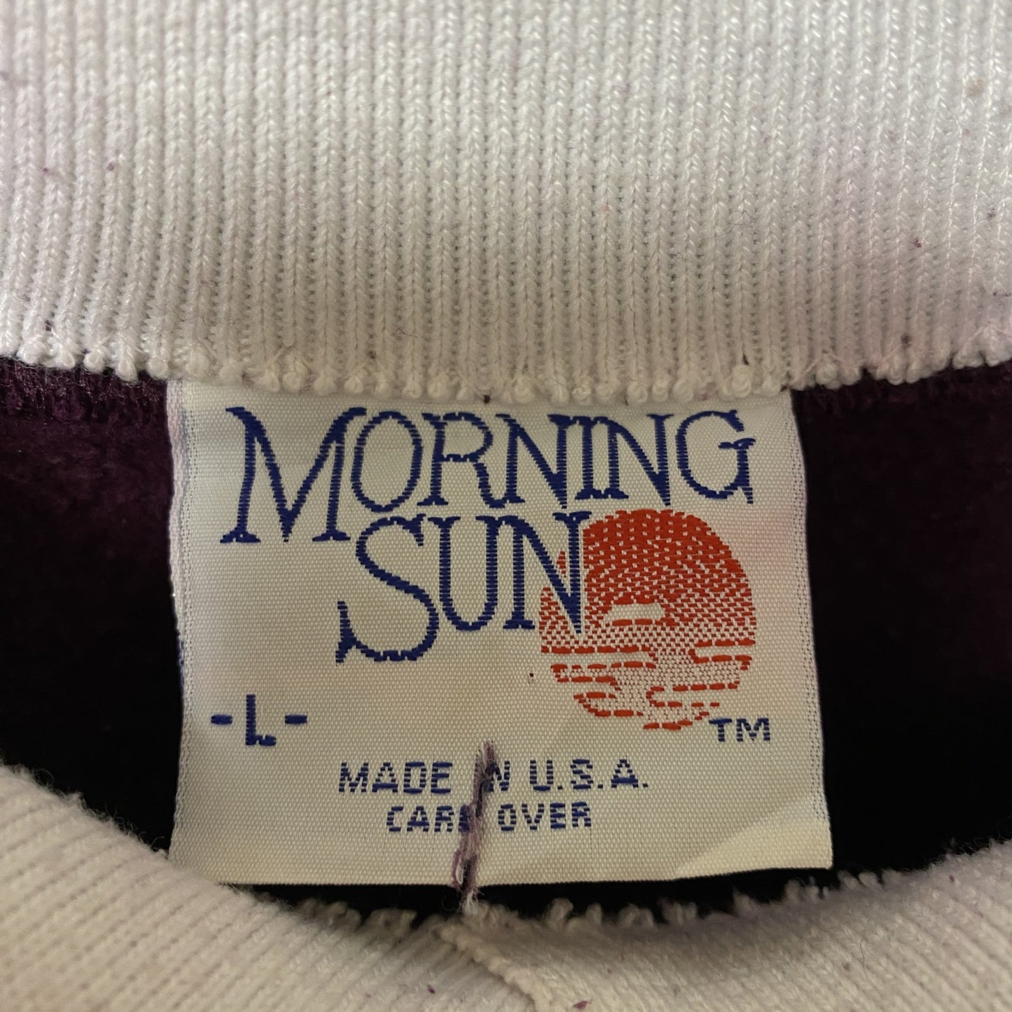 古着 used　Hanes ヘインズ　MORNINGSUN　長袖デザインスウェット　襟付きトレーナー　花　バラ　レトロ　Lサイズ