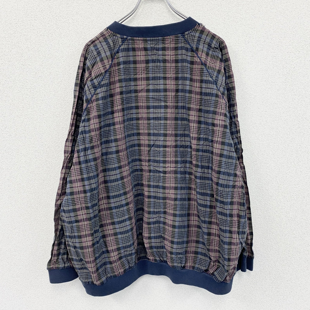 ～90s　IZOD　アイゾッド　プルオーバージャケット　ヴィンテージ　刺繍ロゴ　チェック柄　マルチカラー　　古着