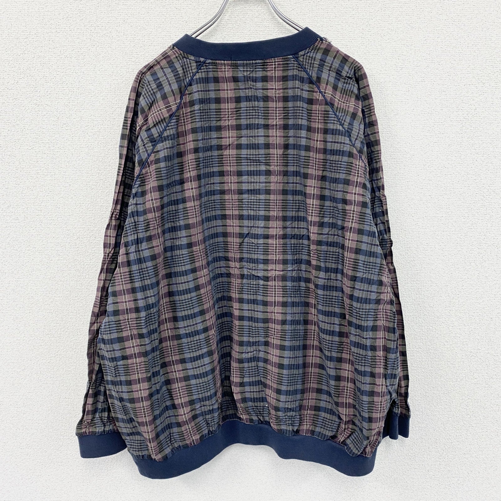 ～90s　IZOD　アイゾッド　プルオーバージャケット　ヴィンテージ　刺繍ロゴ　チェック柄　マルチカラー　　古着