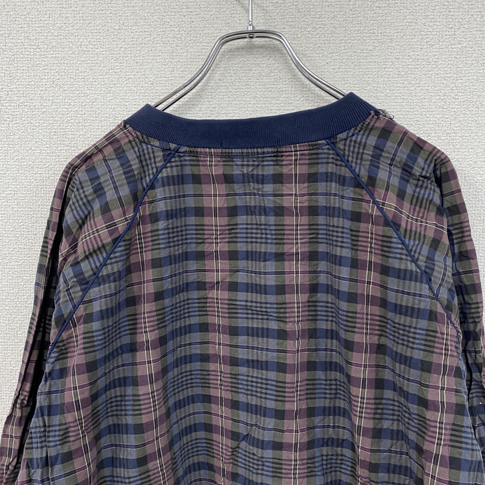 ～90s　IZOD　アイゾッド　プルオーバージャケット　ヴィンテージ　刺繍ロゴ　チェック柄　マルチカラー　　古着