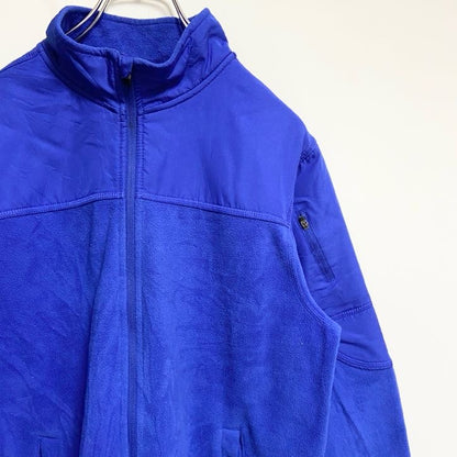古着 used　STARTER スターター　長袖ワンポイントプリントフリースジャケット　レトロ　青　ビッグシルエット　2XLサイズ