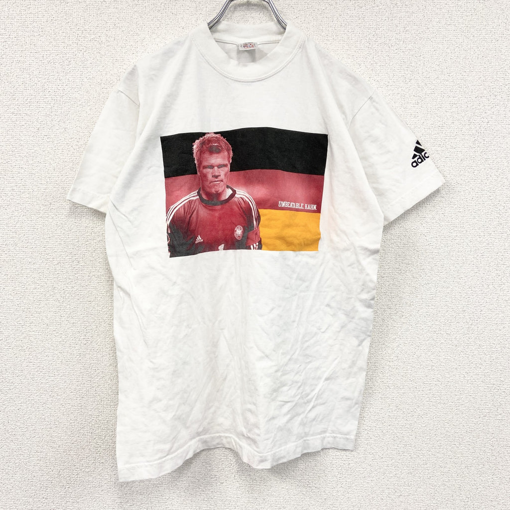 ～00s　adidas　アディダス　オリバー・カーン　半袖Tシャツ　人物T　ヴィンテージ　白　ホワイト　Mサイズ　古着