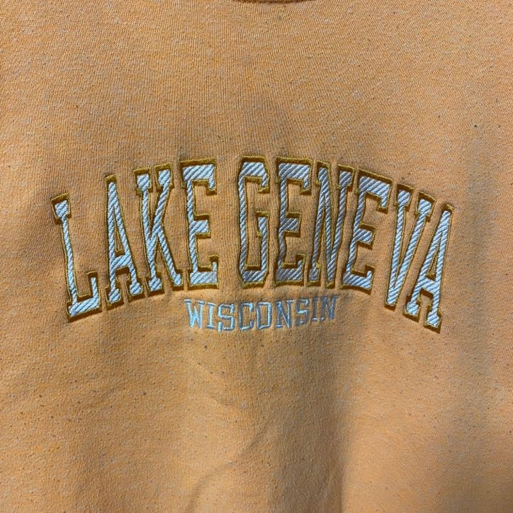 PACFIC＆CO　長袖刺繍スウェット　トレーナー　LAKE GENEVA　オレンジ　ビックシルエット　XLサイズ　古着