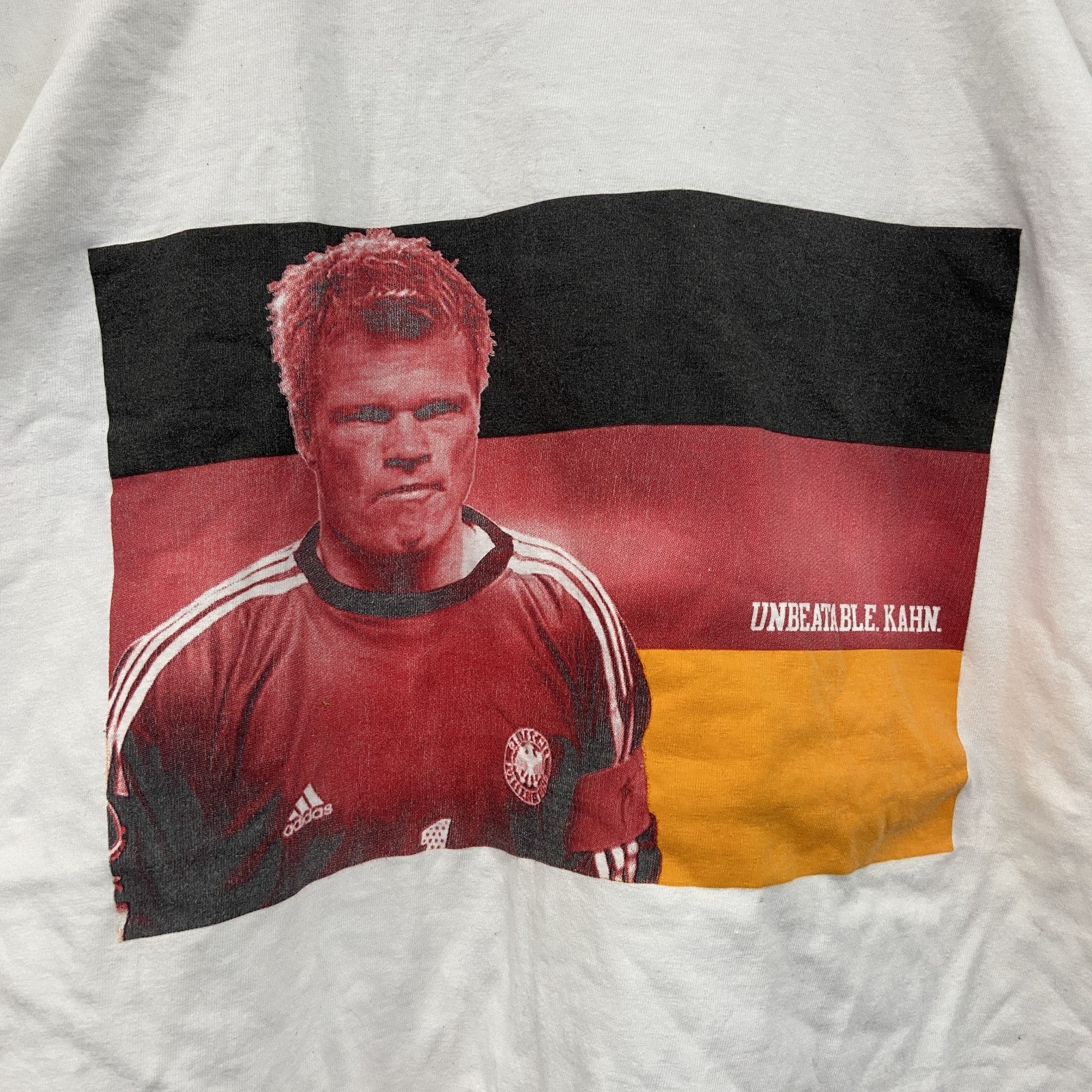 ～00s　adidas　アディダス　オリバー・カーン　半袖Tシャツ　人物T　ヴィンテージ　白　ホワイト　Mサイズ　古着
