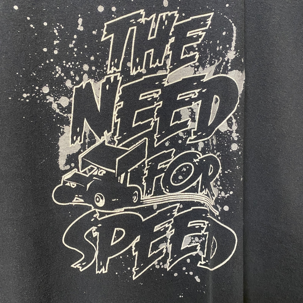 GILDAN　ギルダン　半袖プリントTシャツ　4連プリント　ペンキプリント　英字プリント　黒　ブラック　Lサイズ　古着