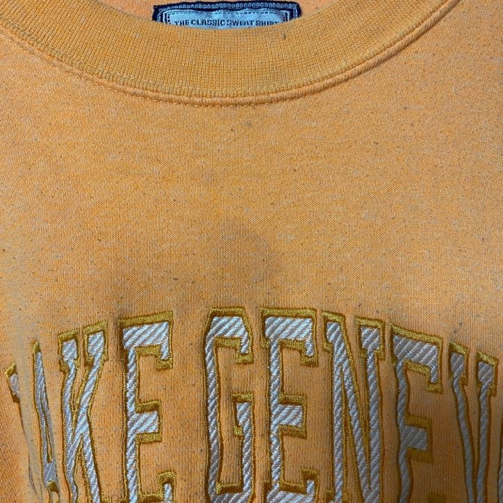 PACFIC＆CO　長袖刺繍スウェット　トレーナー　LAKE GENEVA　オレンジ　ビックシルエット　XLサイズ　古着