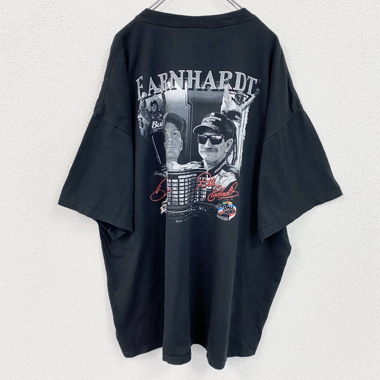 デイルアーンハート　半袖両面プリントTシャツ　レーサー　黒　ブラック　古着