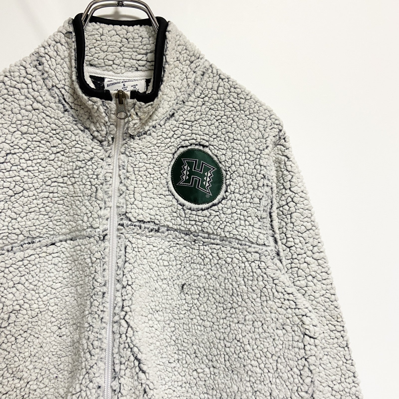 Champion　チャンピオン　長袖カレッジフリースジャケット　ボアアウター　ハワイ大学　白　ホワイト　秋冬服　古着