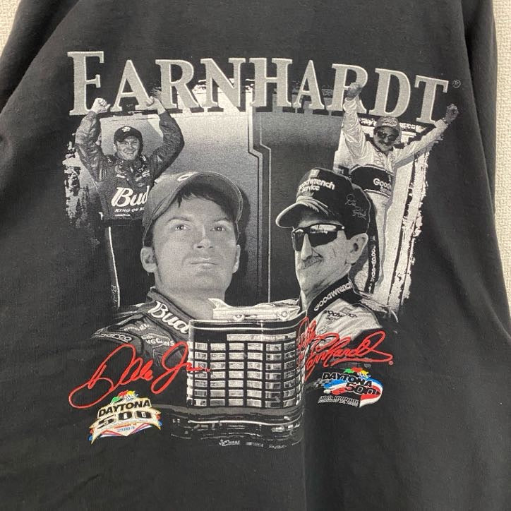 デイルアーンハート　半袖両面プリントTシャツ　レーサー　黒　ブラック　古着