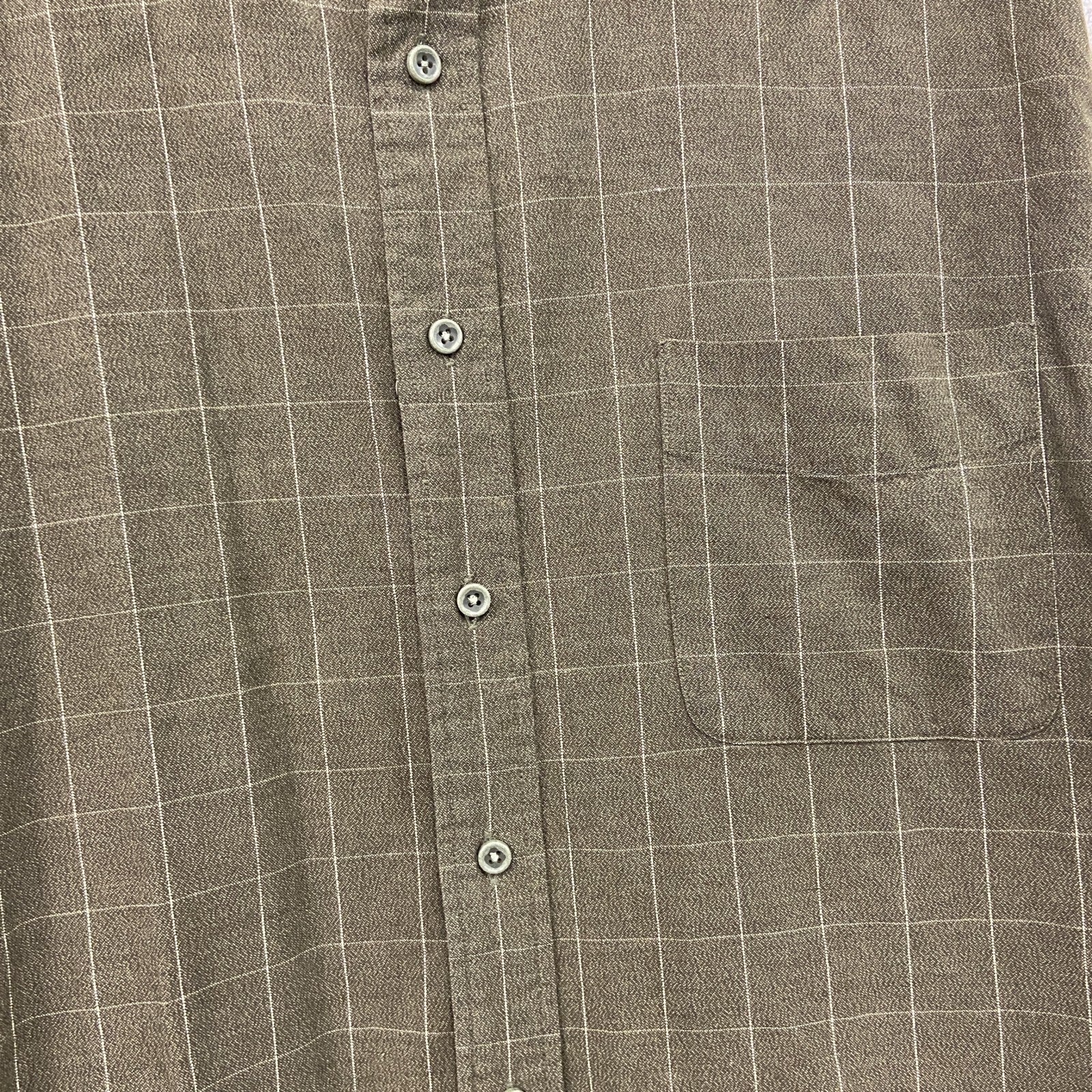 Eddie Bauer　エディーバウアー　長袖ボタンダウンシャツ　チェック柄　カーキ　XLサイズ　古着