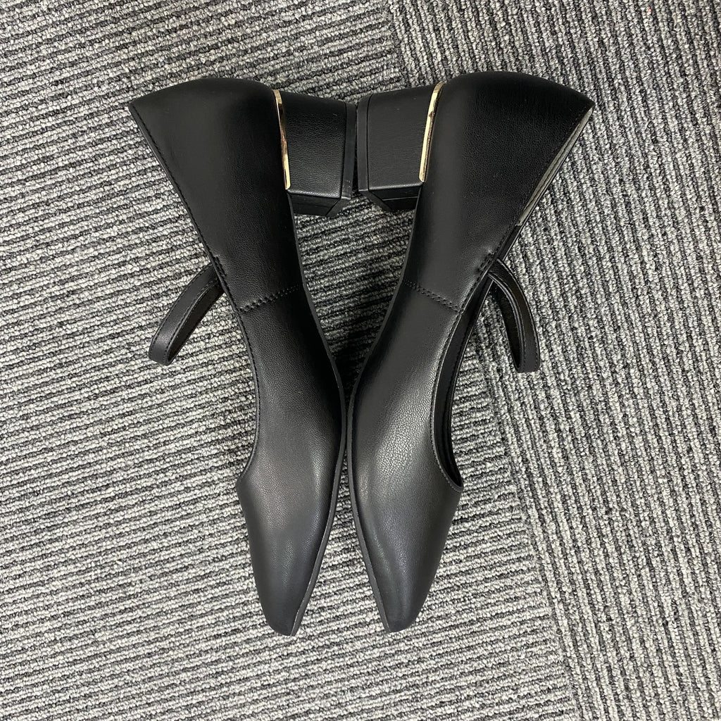 ABC SELECT　パフポインテッドストラップパンプス　黒　ブラック　XLサイズ　古着