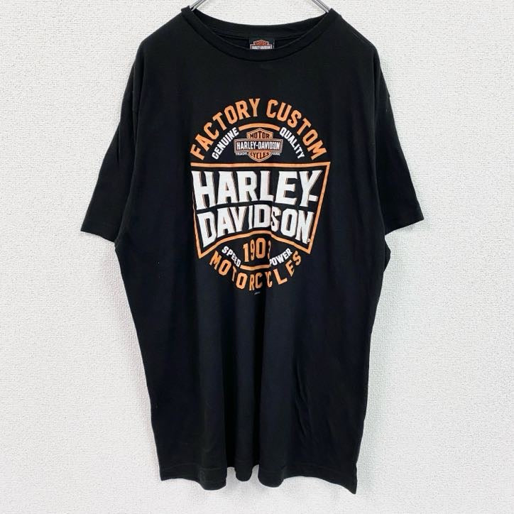 HARLEY DAVIDSON　ハーレーダビッドソン　半袖プリントTシャツ　黒　ブラック　XLサイズ