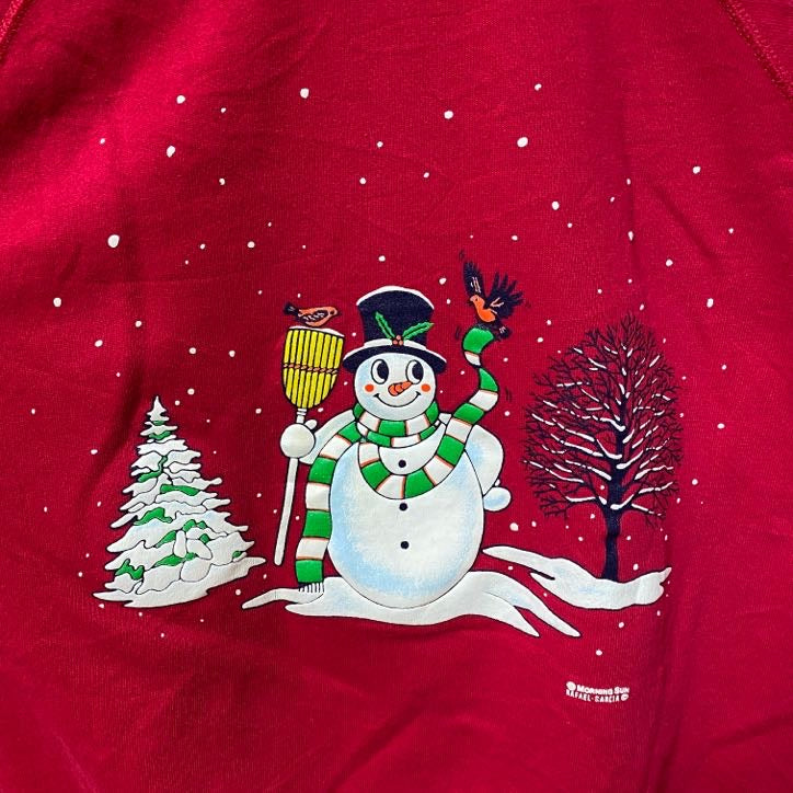 Hanes ヘインズ　MORNINGSUN　90s　長袖プリントスウェット　トレーナー　雪だるま　Lサイズ　　ヴィンテージ　古着