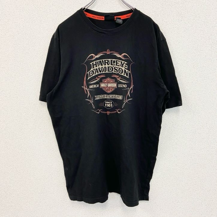 古着 used　HARLEY DAVIDSON　ハーレーダビッドソン　半袖プリントTシャツ　黒　ブラック　Lサイズ