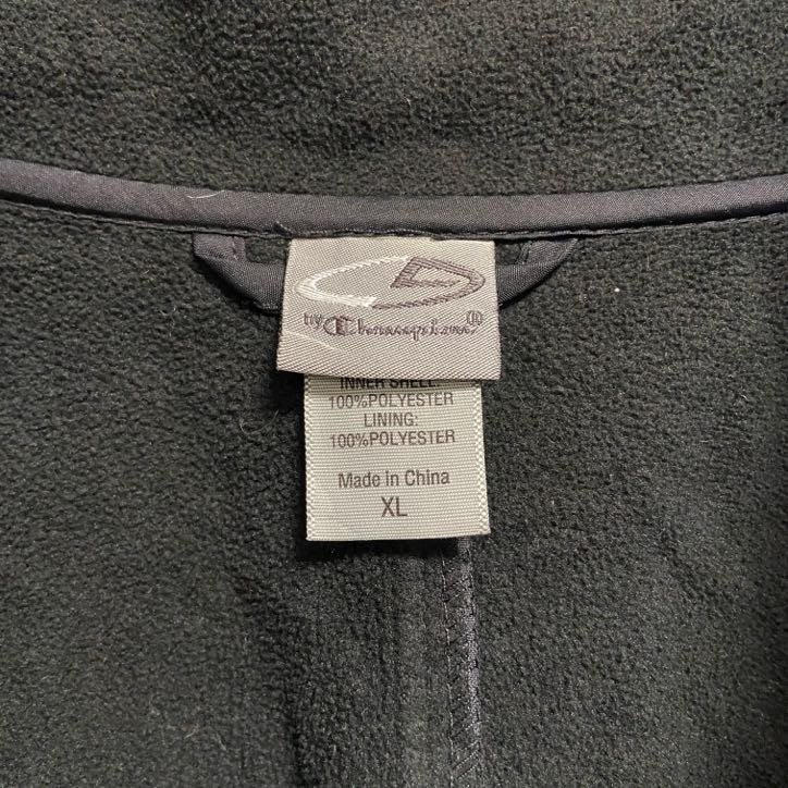 C9　Champion　長袖ハイネックポイント刺繍アウター　裏地フリース　赤　レッド　グレー　灰色　ビッグシルエット　XLサイズ　古着