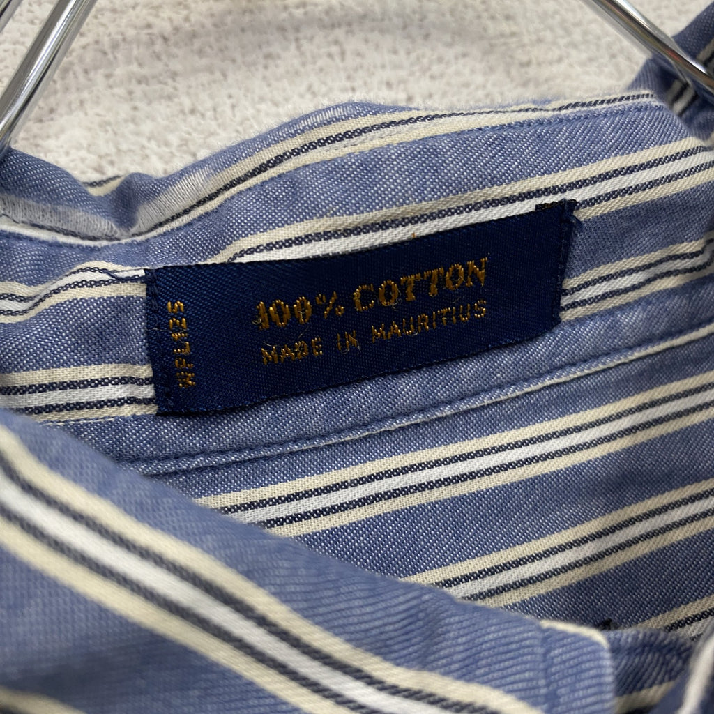 90s～　CHAPS RALPH LAUREN　チャップスラルフローレン　長袖ボタンダウンシャツ　青　ブルー　　ヴィンテージ　古着