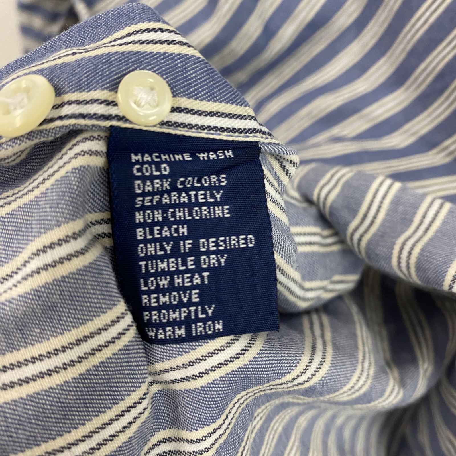 90s～　CHAPS RALPH LAUREN　チャップスラルフローレン　長袖ボタンダウンシャツ　青　ブルー　　ヴィンテージ　古着