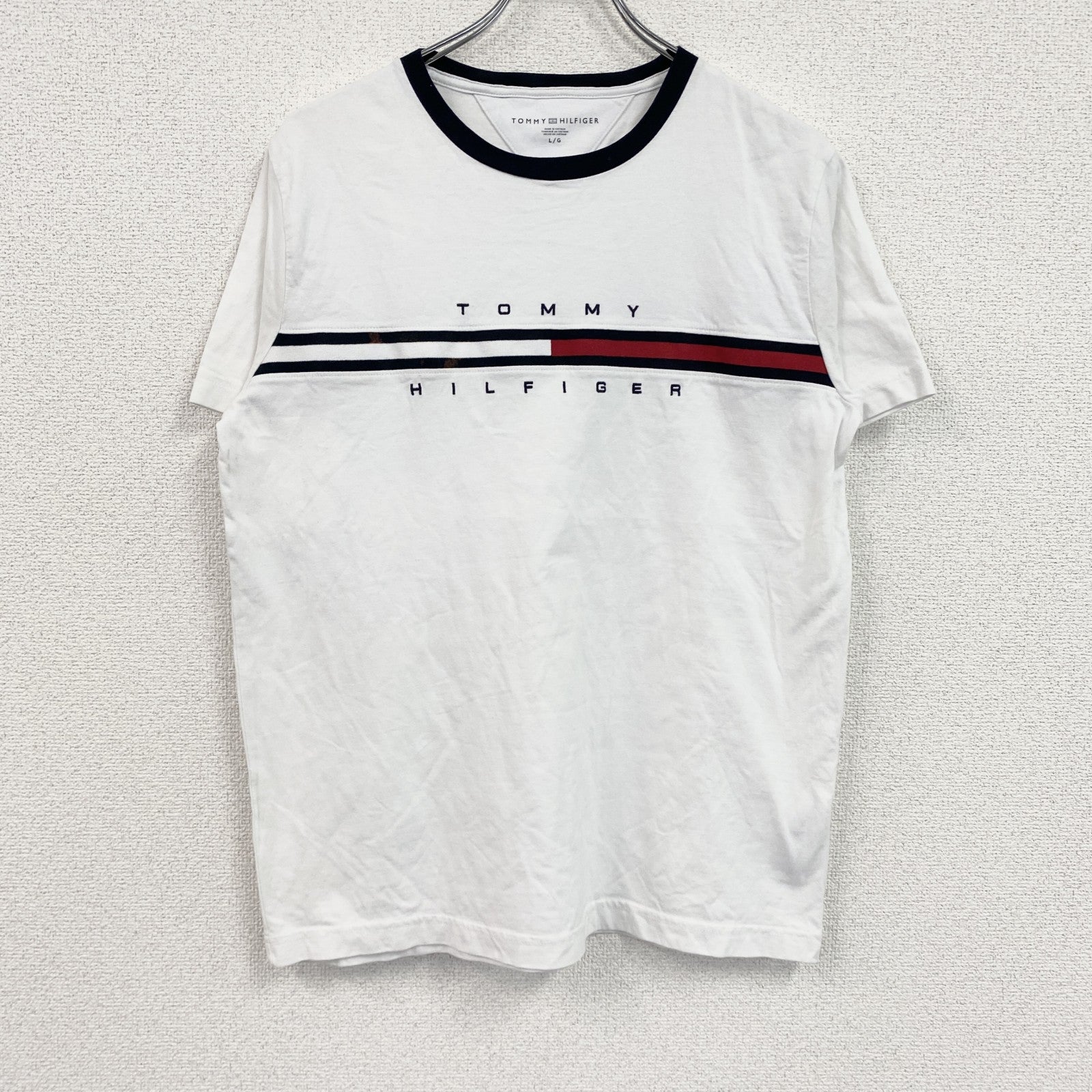 TOMMY HILFIGER　トミーヒルフィガー　半袖Tシャツ　白　ホワイト　Lサイズ　古着