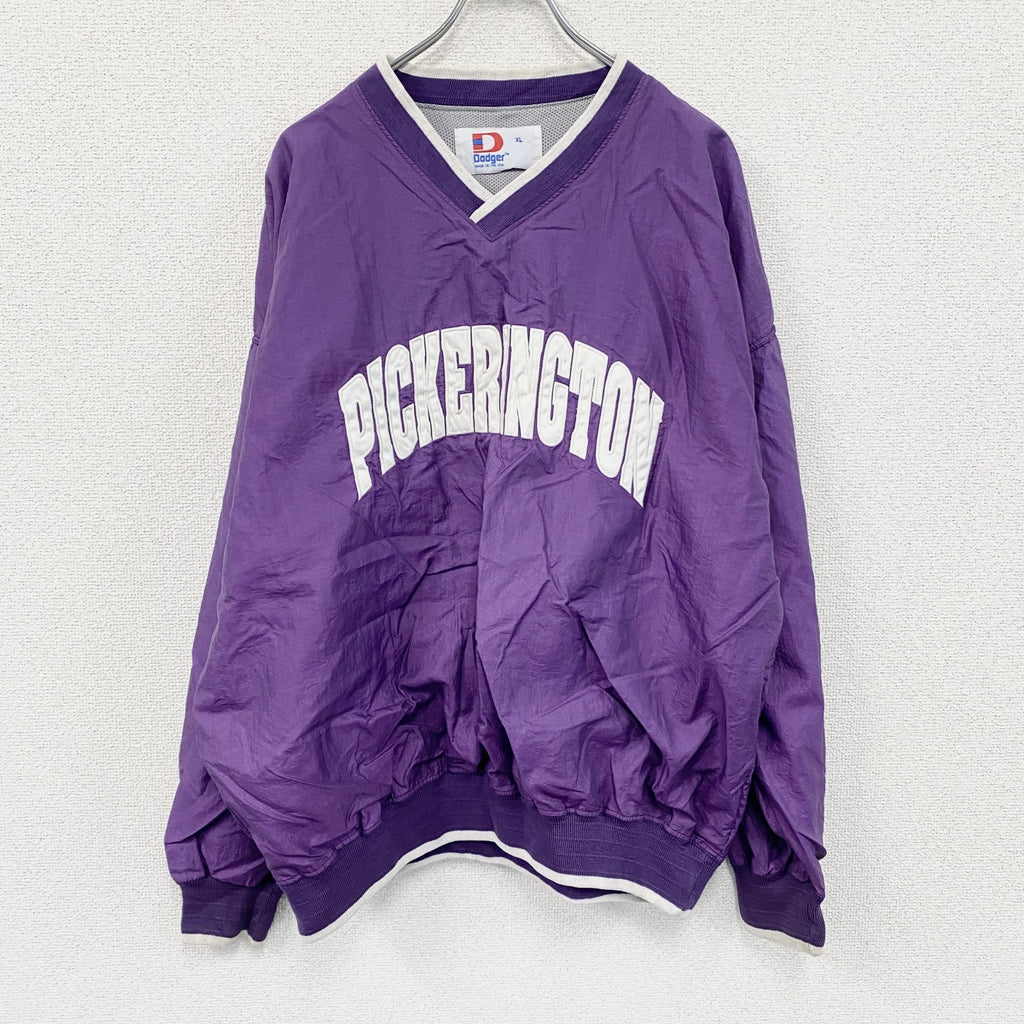 ～90s　Dodger　ナイロンプルオーバージャケット　カレッジタイプ　ヴィンテージ　紫　パープル　XLサイズ　　古着