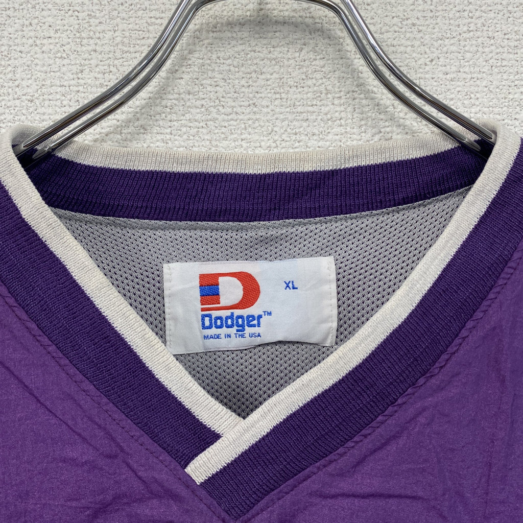 ～90s　Dodger　ナイロンプルオーバージャケット　カレッジタイプ　ヴィンテージ　紫　パープル　XLサイズ　　古着