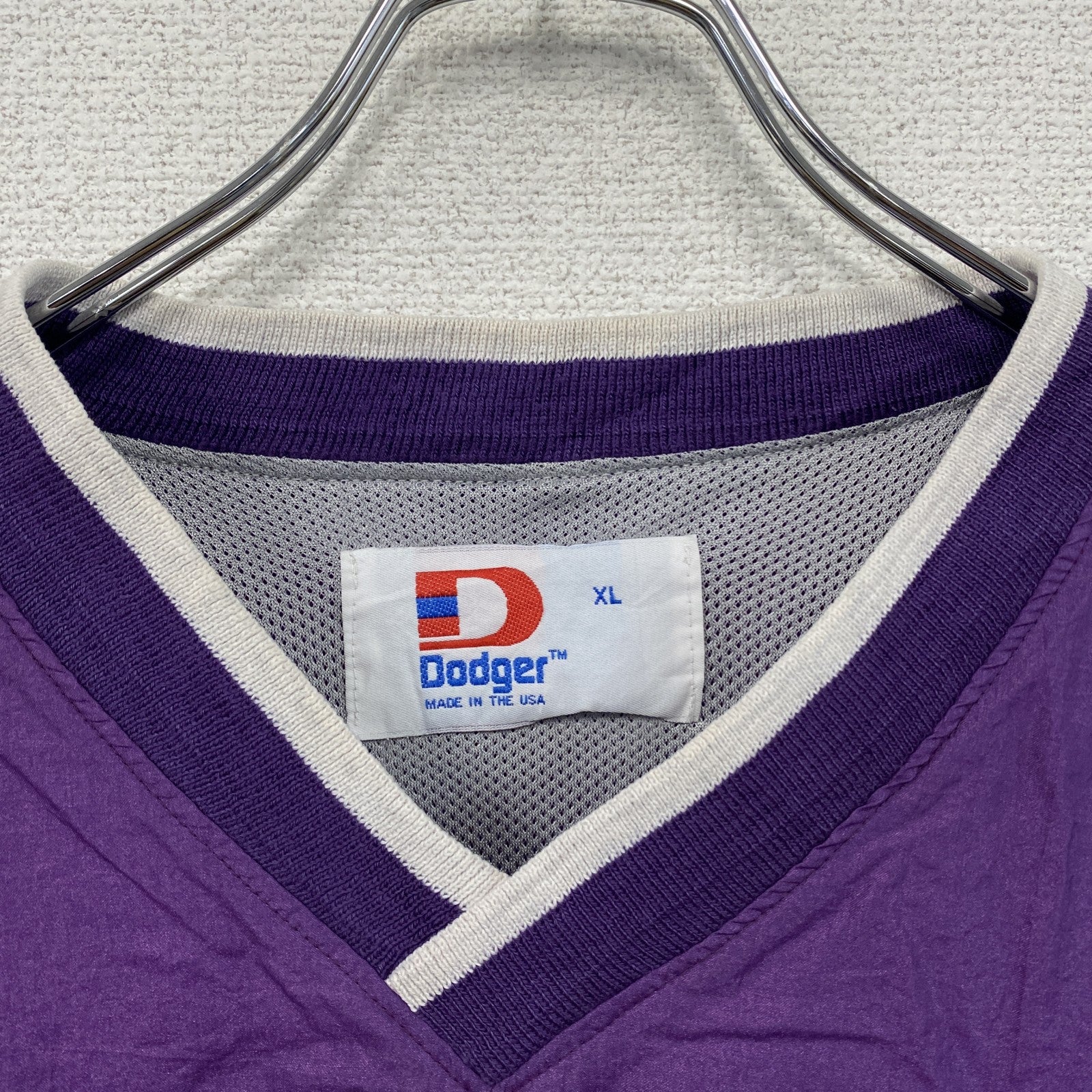 ～90s　Dodger　ナイロンプルオーバージャケット　カレッジタイプ　ヴィンテージ　紫　パープル　XLサイズ　　古着