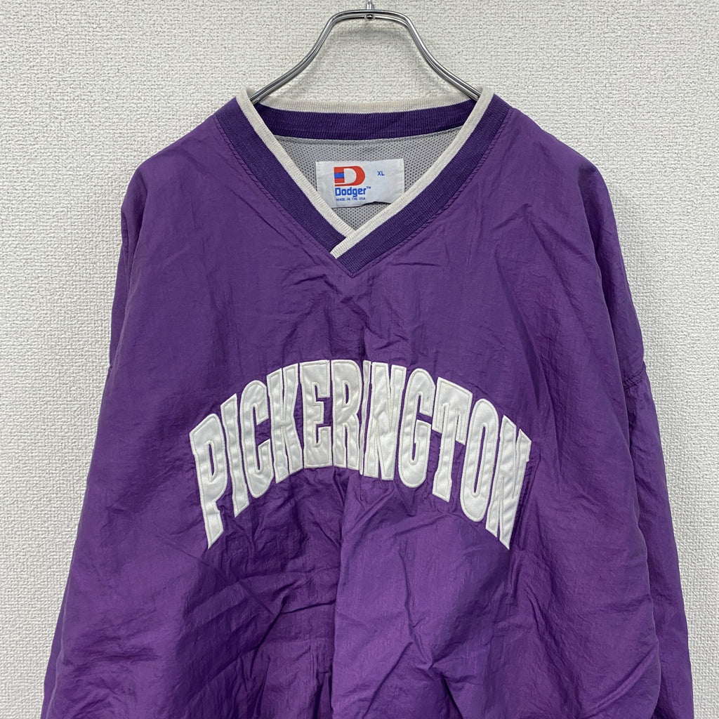 ～90s　Dodger　ナイロンプルオーバージャケット　カレッジタイプ　ヴィンテージ　紫　パープル　XLサイズ　　古着