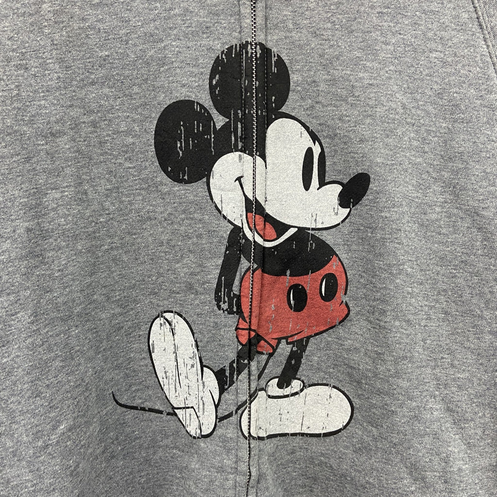 Disney　ディズニー　Mickey Mouse　ミッキーマウス　フルジップスウェットパーカー/フーディー　灰色　グレー　Lサイズ　古着
