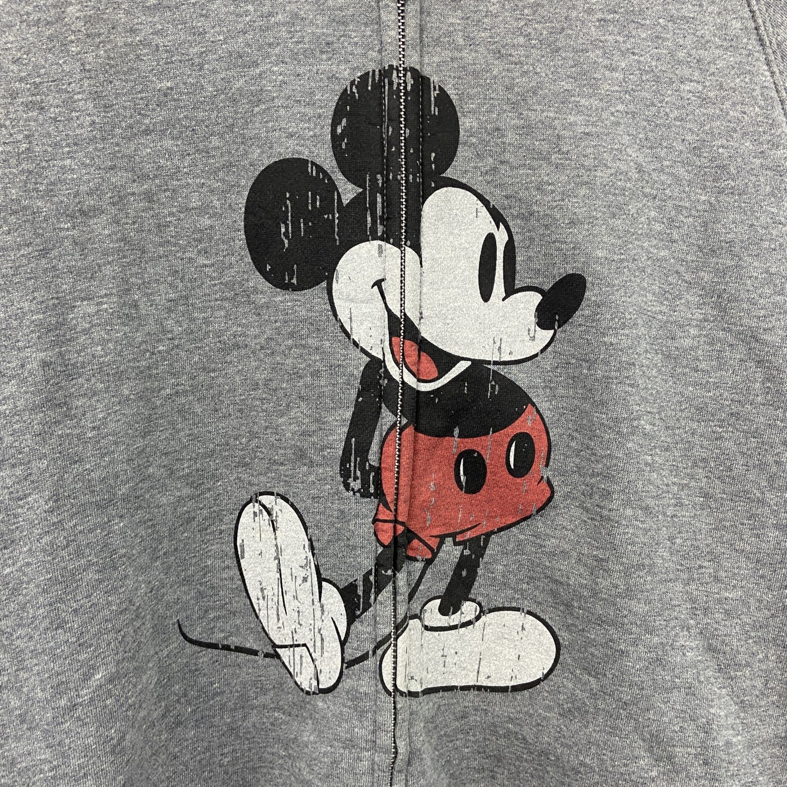 Disney　ディズニー　Mickey Mouse　ミッキーマウス　フルジップスウェットパーカー/フーディー　灰色　グレー　Lサイズ　古着