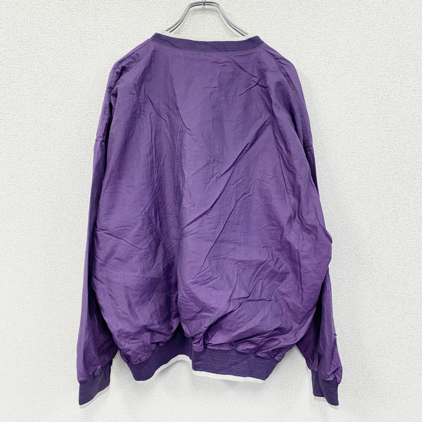 ～90s　Dodger　ナイロンプルオーバージャケット　カレッジタイプ　ヴィンテージ　紫　パープル　XLサイズ　　古着