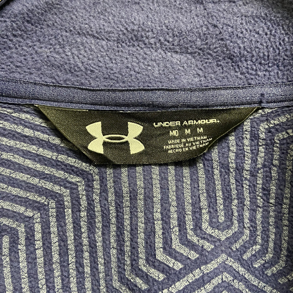 UNDER ARMOUR　アンダーアーマー　トラックジャケット/ジャージ　裏地フリース　フェード　ワンポイント　青　ブルー　Mサイズ　古着