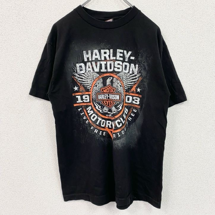 HARLEY DAVIDSON　ハーレーダビッドソン　半袖プリントTシャツ　黒　ブラック　Mサイズ