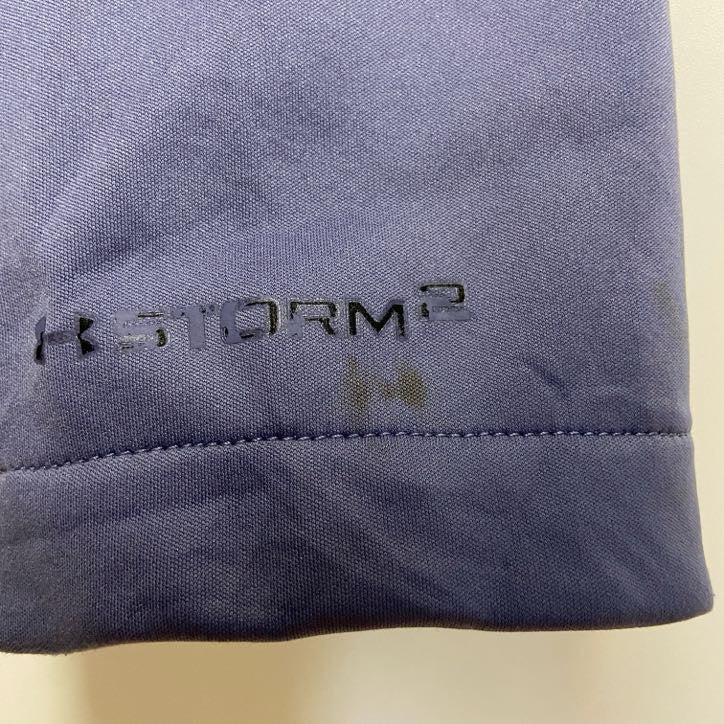 UNDER ARMOUR　アンダーアーマー　トラックジャケット/ジャージ　裏地フリース　フェード　ワンポイント　青　ブルー　Mサイズ　古着