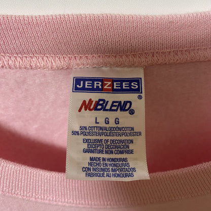 古着 used　JERZEES ジャージーズ　長袖プリントスウェット　トレーナー　ピンク　クルーネック　Lサイズ