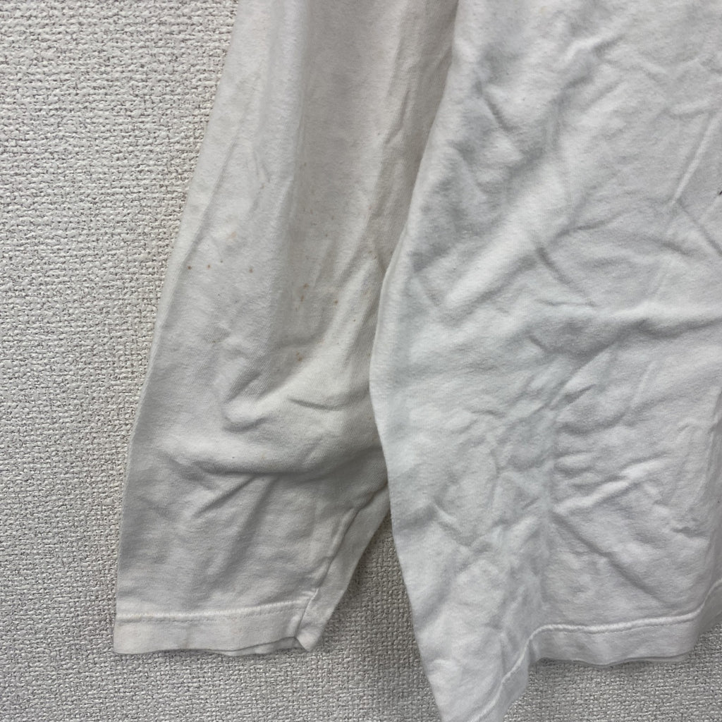 00s　Hanes　ヘインズ　長袖プリントTシャツ　ヴィンテージ　RED DJ　白　ホワイト　　古着