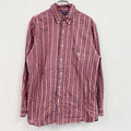 90s～　CHAPS　チャップス　長袖ボタンダウンシャツ　ヴィンテージ　ストライプ柄　赤　レッド　Lサイズ　古着