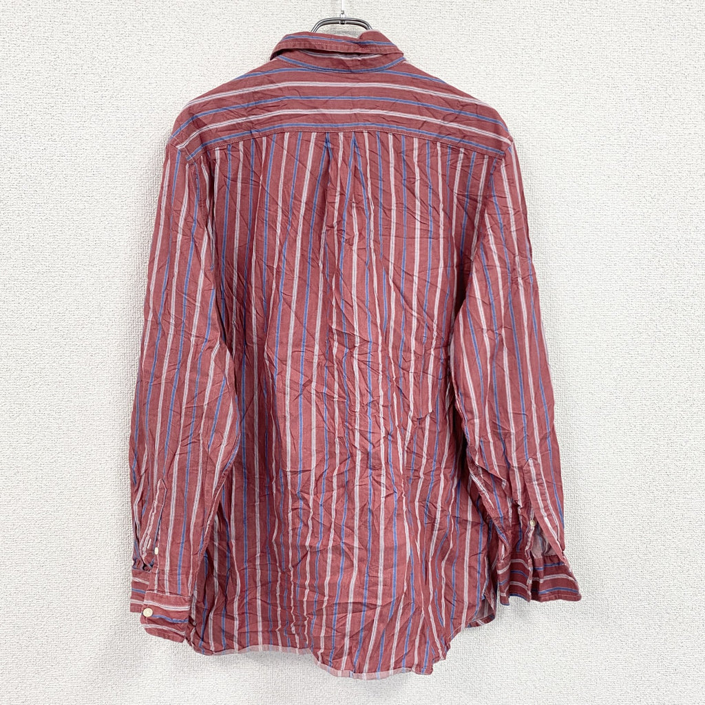 90s～　CHAPS　チャップス　長袖ボタンダウンシャツ　ヴィンテージ　ストライプ柄　赤　レッド　Lサイズ　古着