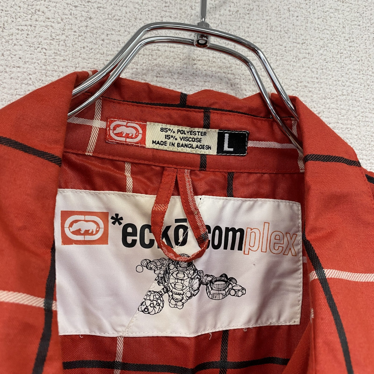 00s　Ecko conplex　エコーコンプレックス　半袖シャツ　ヴィンテージ　チェック柄　赤　レッド　Lサイズ　古着