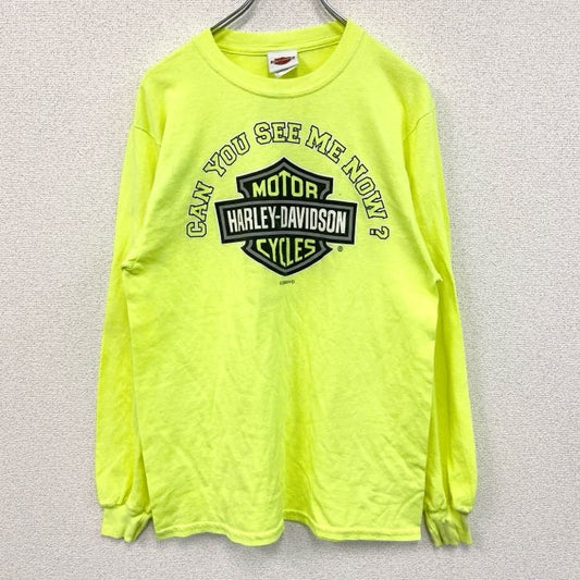 古着 used　00s　HARLEY DAVIDSON　ハーレーダビッドソン　長袖プリントTシャツ　黄色　イエロー　Mサイズ