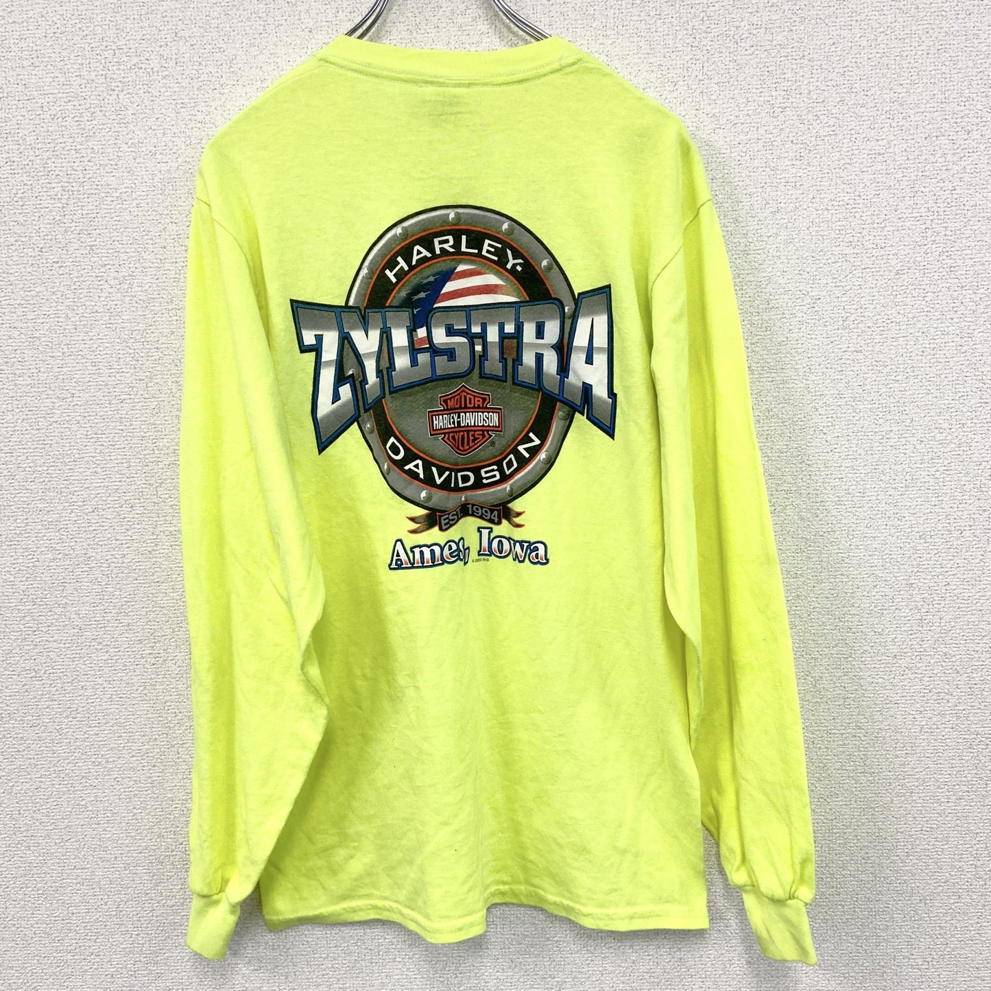 古着 used　00s　HARLEY DAVIDSON　ハーレーダビッドソン　長袖プリントTシャツ　黄色　イエロー　Mサイズ