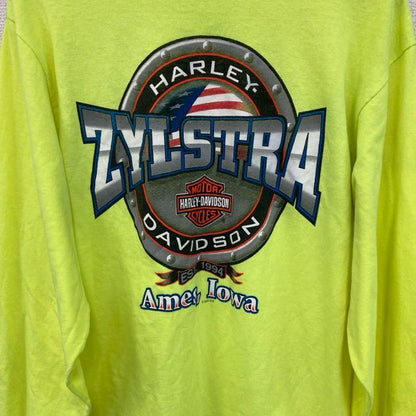 古着 used　00s　HARLEY DAVIDSON　ハーレーダビッドソン　長袖プリントTシャツ　黄色　イエロー　Mサイズ