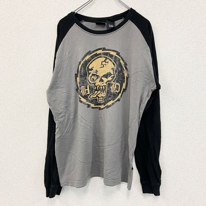 古着 used　HARLEY DAVIDSON　ハーレーダビッドソン　長袖プリントTシャツ　黒　ブラック　灰色　グレー　Lサイズ