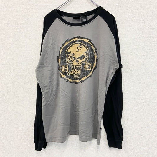 古着 used　HARLEY DAVIDSON　ハーレーダビッドソン　長袖プリントTシャツ　黒　ブラック　灰色　グレー　Lサイズ