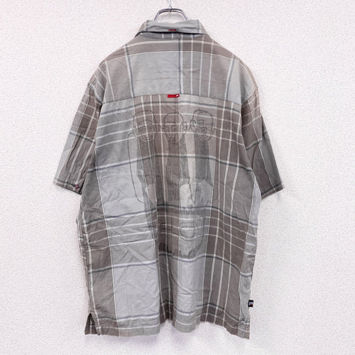 00s　Ecko conplex　エコーコンプレックス　半袖シャツ　ヴィンテージ　チェック柄　グレー　灰色　Lサイズ　古着
