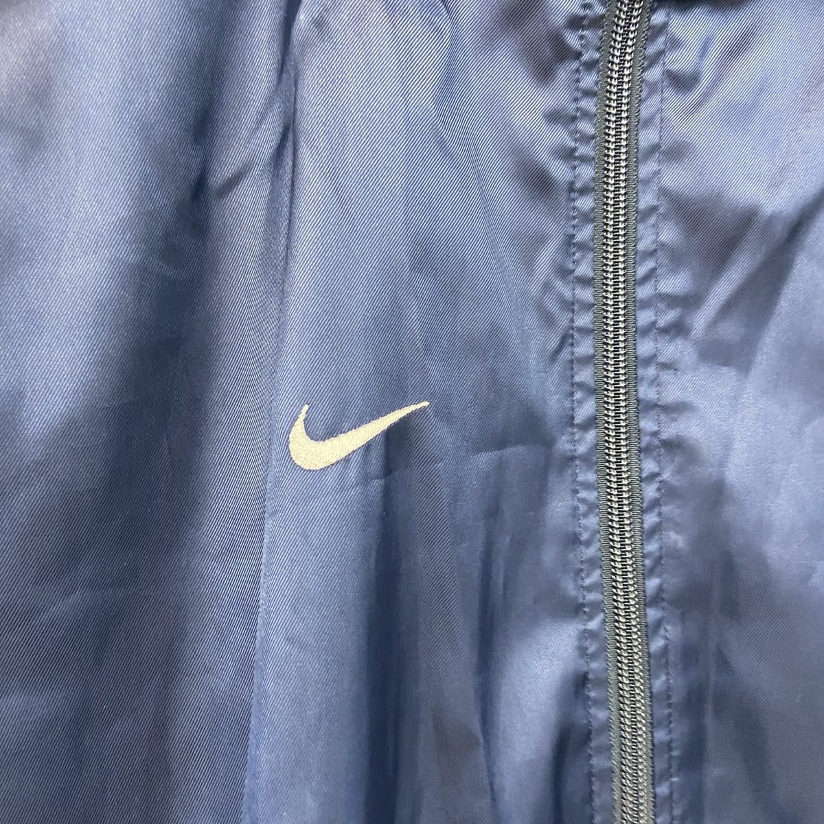 00s　NIKE　ナイキ　トラックジャケット/ジャージ　スウッシュ　刺繍ロゴ　ラグランスリーブ　紺　ネイビー　Lサイズ　古着