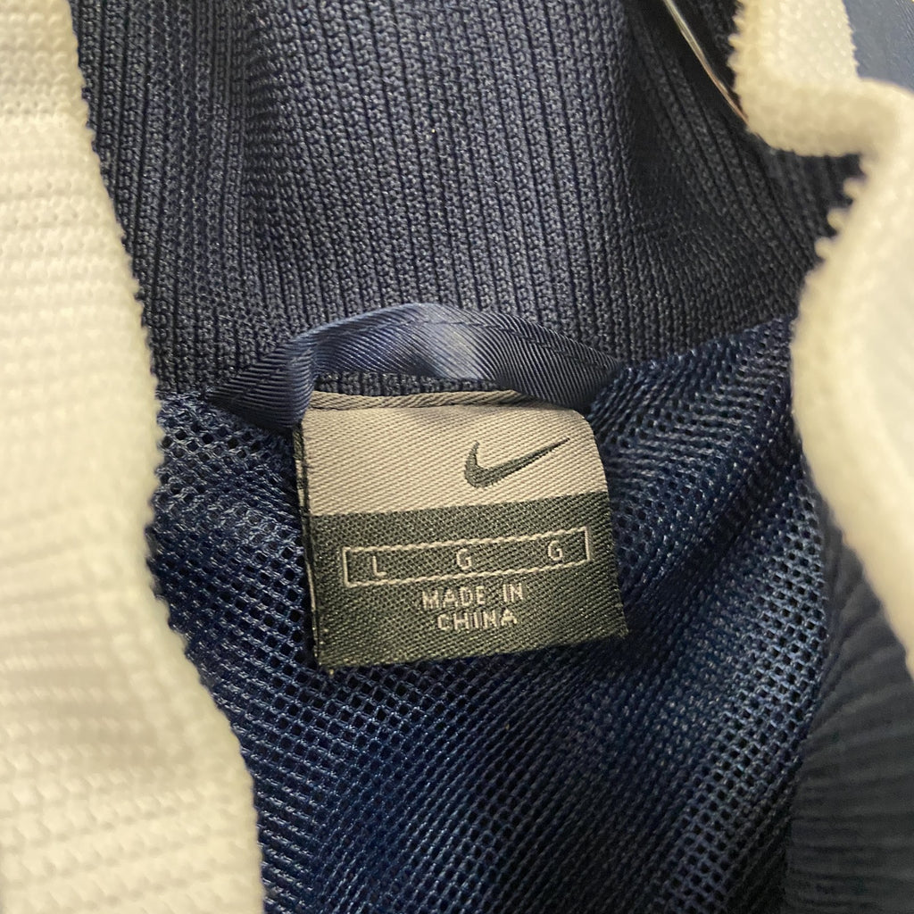 00s　NIKE　ナイキ　トラックジャケット/ジャージ　スウッシュ　刺繍ロゴ　ラグランスリーブ　紺　ネイビー　Lサイズ　古着