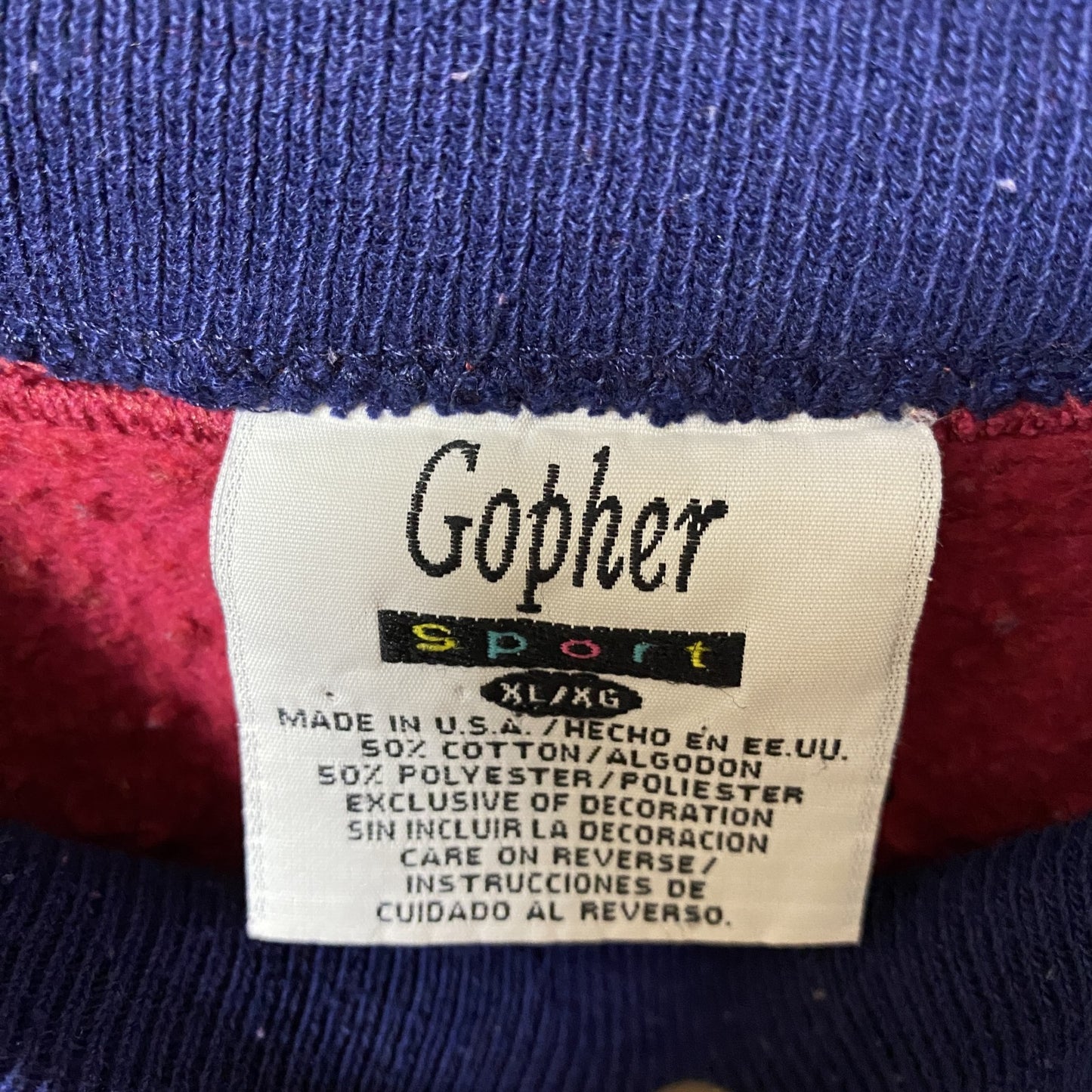 古着 used　Gopher Sport　USA製　長袖デザインプリントスウェット　ダブルネック　クマ　アニマル　XLサイズ